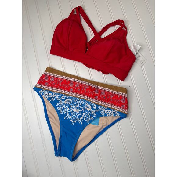 NWT Cupshe Two Peace Swimsuit Bikini Sweetheart Cheeky High Rise BUNDLE Size M - Picture 3 of 6